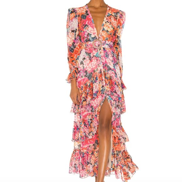 Rococo Sand Floral Maxi Dress - Pink and Orange - Picture 1 of 8